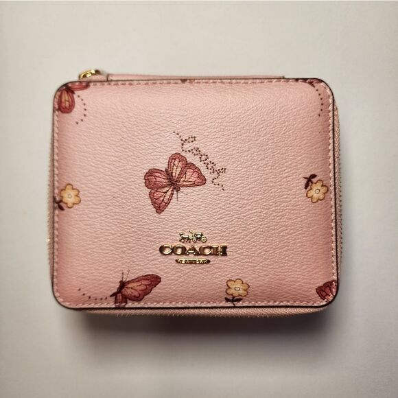 Coach Handbags - Coach Pink and Gold Butterfly Print Wallet
